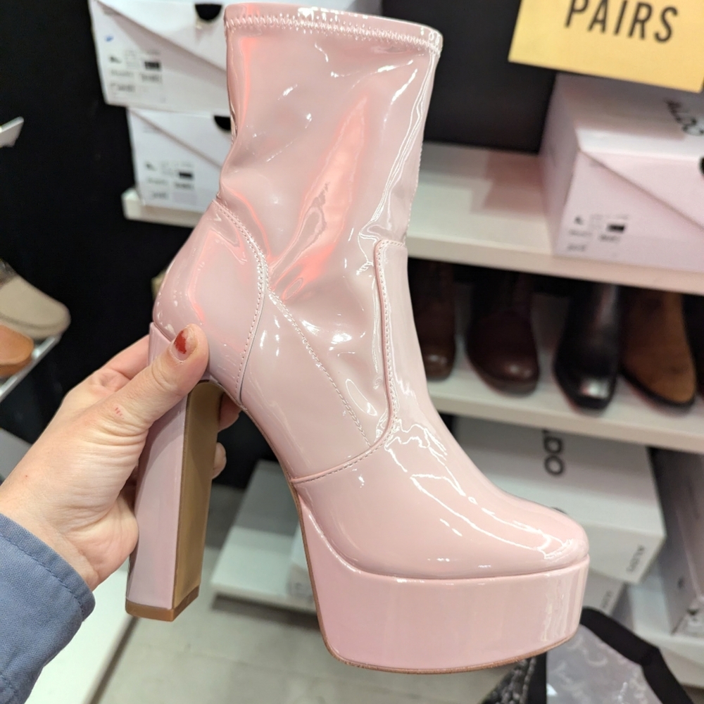 Aldo Pink Heeled Boots with Chunky Platform